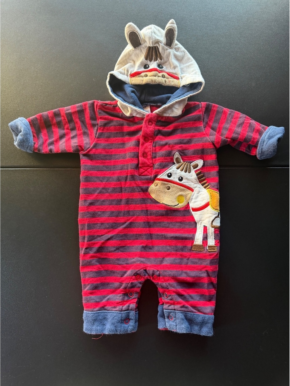 Baby Essentials 3M Horse Hooded Romper Striped One Piece 2013